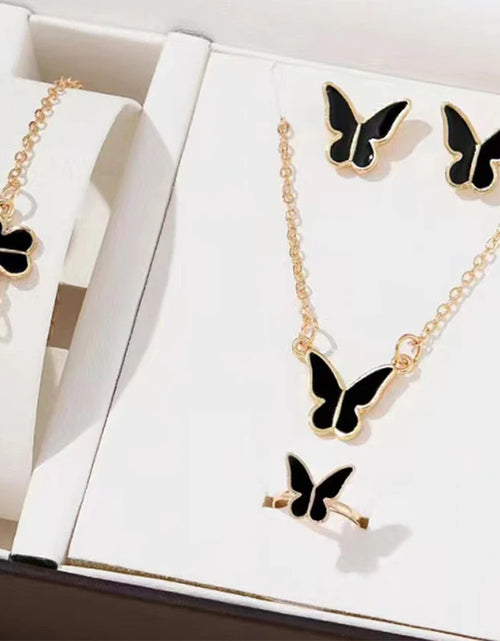 Load image into Gallery viewer, 5PCS Fashion Butterfly Pendants Necklace Earrings Ring Bracelet Sets for Women Jewelry Set Bridal Wedding Jewelry Gift
