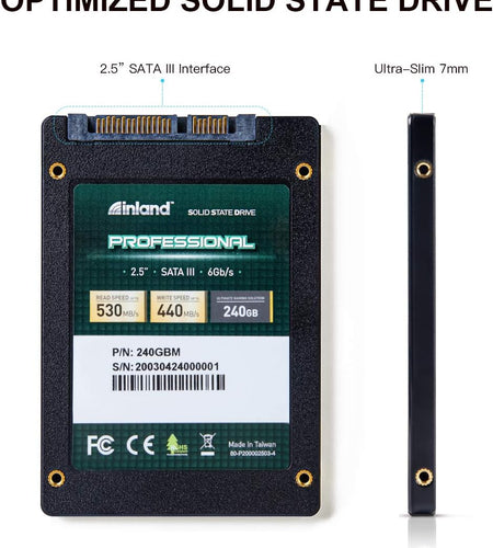 Professional 240GB SSD 3D NAND SATA III 6Gb/S 2.5" 7Mm Internal Solid State Drive (240G)