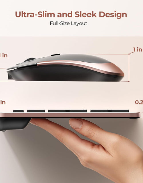 Load image into Gallery viewer, Rechargeable Wireless Keyboard Mouse Combo Full Size Cordless Keyboard &amp; Mouse Sets with Build-In Lithium Battery Ultra Thin Quiet Keyboard Mice (Black and Rose Gold)
