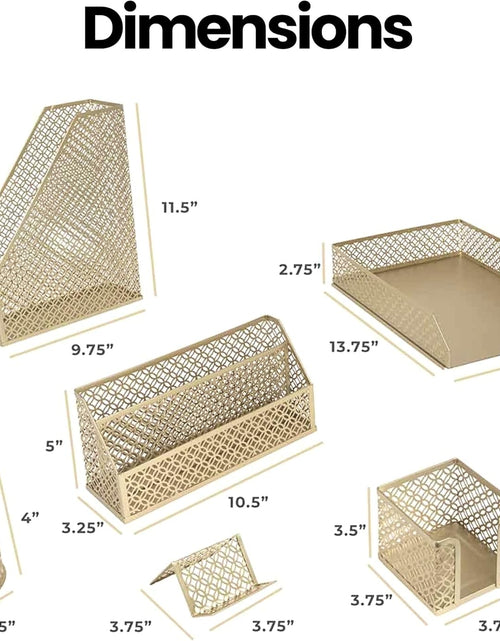 Load image into Gallery viewer, Gold Desk Accessories for Women Office 6 Piece Gold Desk Set Gold Office Organizer - Office Supplies Gold - Office Organization Set - Desk Organizer for Women Gold Desk Sets and Accessories for Women
