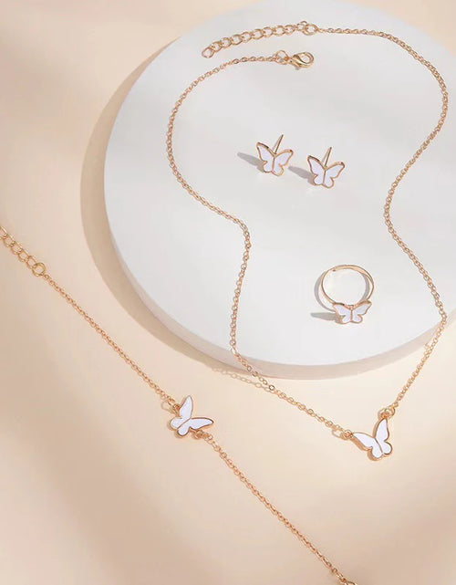 Load image into Gallery viewer, 5PCS Fashion Butterfly Pendants Necklace Earrings Ring Bracelet Sets for Women Jewelry Set Bridal Wedding Jewelry Gift
