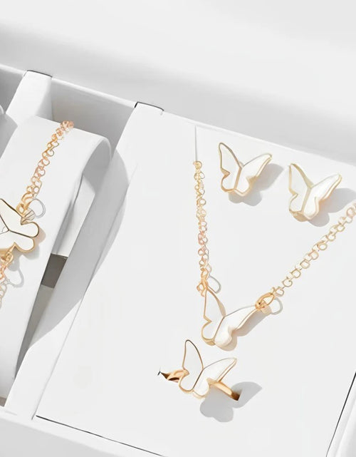 Load image into Gallery viewer, 5PCS Fashion Butterfly Pendants Necklace Earrings Ring Bracelet Sets for Women Jewelry Set Bridal Wedding Jewelry Gift
