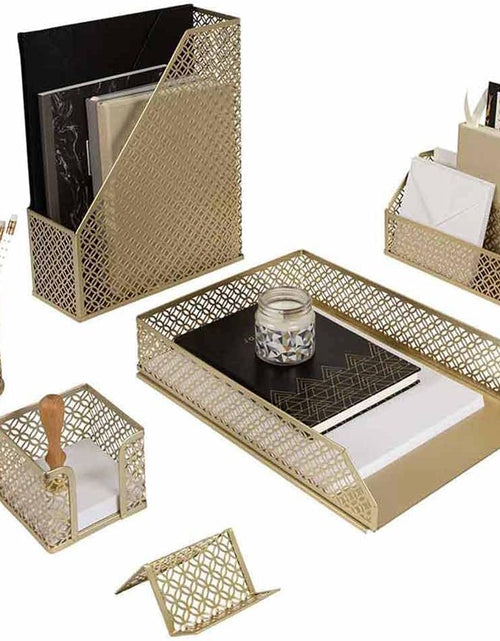 Load image into Gallery viewer, Gold Desk Accessories for Women Office 6 Piece Gold Desk Set Gold Office Organizer - Office Supplies Gold - Office Organization Set - Desk Organizer for Women Gold Desk Sets and Accessories for Women
