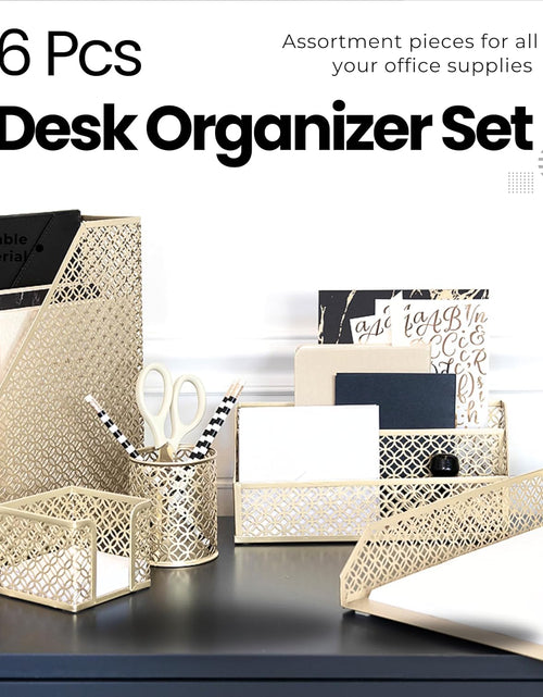 Load image into Gallery viewer, Gold Desk Accessories for Women Office 6 Piece Gold Desk Set Gold Office Organizer - Office Supplies Gold - Office Organization Set - Desk Organizer for Women Gold Desk Sets and Accessories for Women
