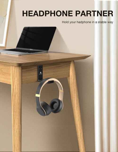 Load image into Gallery viewer, Headphone Stand Hanger Foldable Wall Hooks, save Space Durable Aluminum Headset Stand Holder for Universal Gaming Headset, Strong Adhesive, Black
