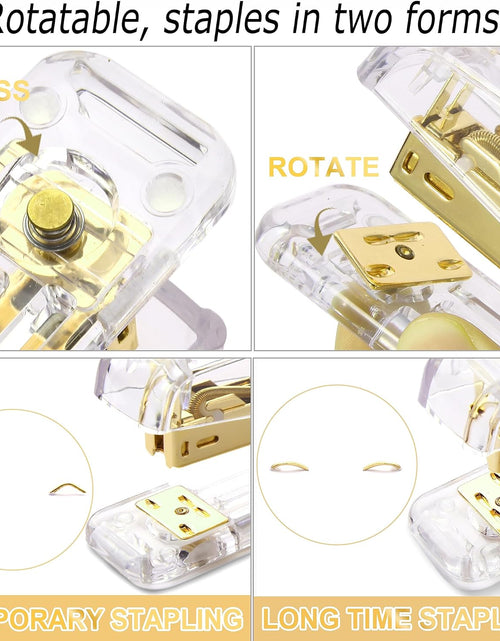 Load image into Gallery viewer, Gold Desk Accessories，Office Supplies Set Acrylic Stapler Set Staple Remover, Tape/Pen Holder, 2 Ballpoint Pen, Scissor, Binder/Paper Clips and 1000Pcs Staples.
