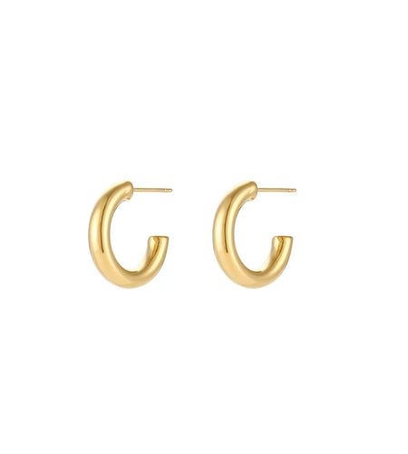 Hypoallergenic Tarnish Free Stainless Steel Hollow Tube Large Medium Small Size Gold Plated Hoop Earrings for Women